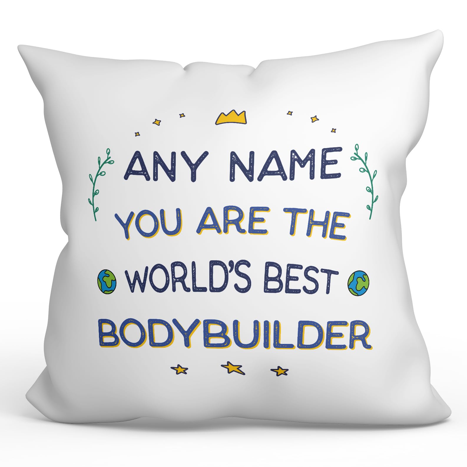 MUGFFINS Personalised Cushion for BODYBUILDER Padding included - in English - World's Best - Funny custom gift - Pillow: cover and filling 15.7x15.7 inches — image 1