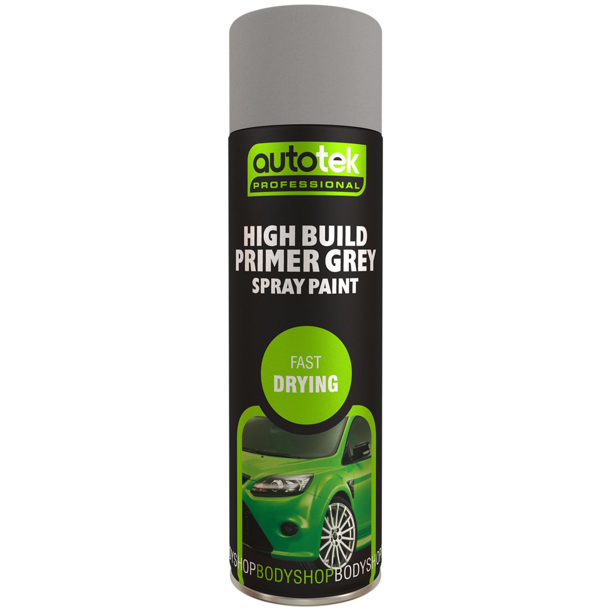 AutoTek High Build Primer Grey Spray Paint Professional Acrylic 500mL Fast Dry