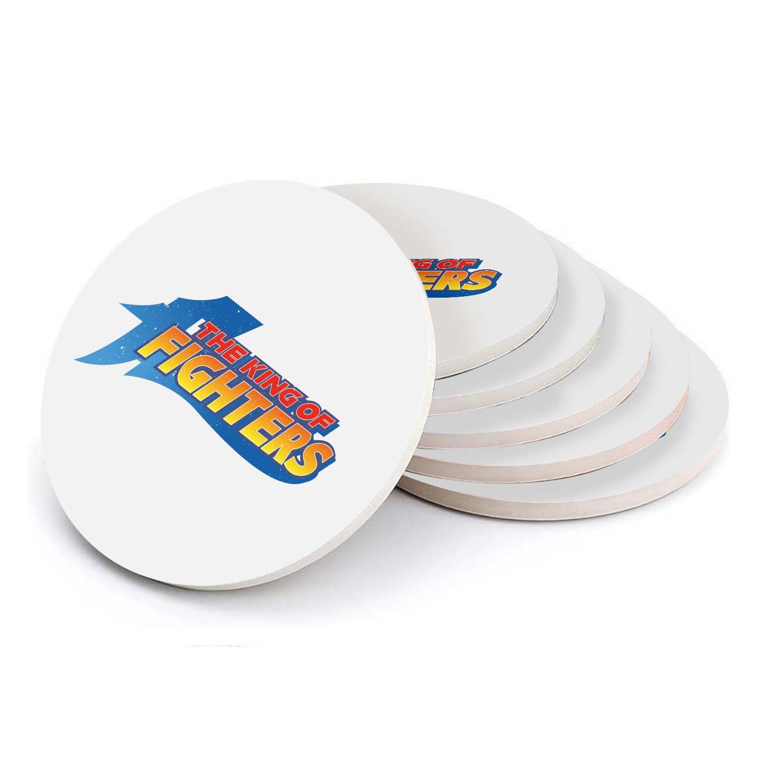 Sottobicchiere rotondo in ceramica – The King of Fighters – Videogiochi retrò da gioco vintage – Set di 6 (108 x 108 mm)