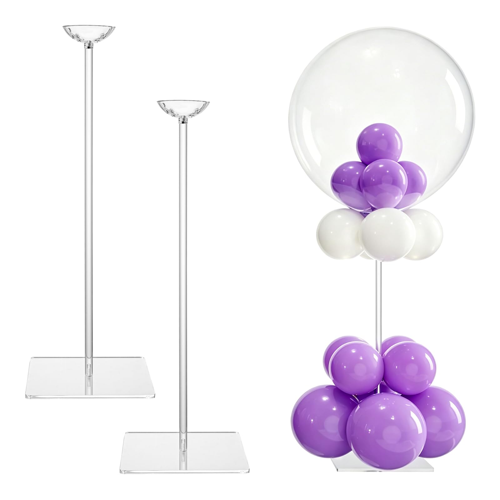 Photo 1 of 2 Pack Clear Acrylic Tabletop Balloon Stand Kit, 15.75 Inch Reusable Balloon Stands for Table, Balloon Sticks with Base for Tabletop Centerpiece Party Birthday Gender Reveal Decorations