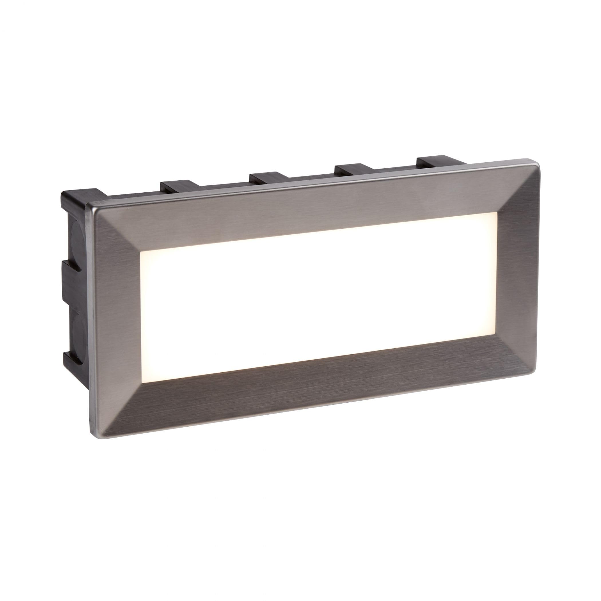 Searchlight 0762 Ankle Rectangular Recessed Outdoor Wall Light in Stainless Steel - Length: 205mm