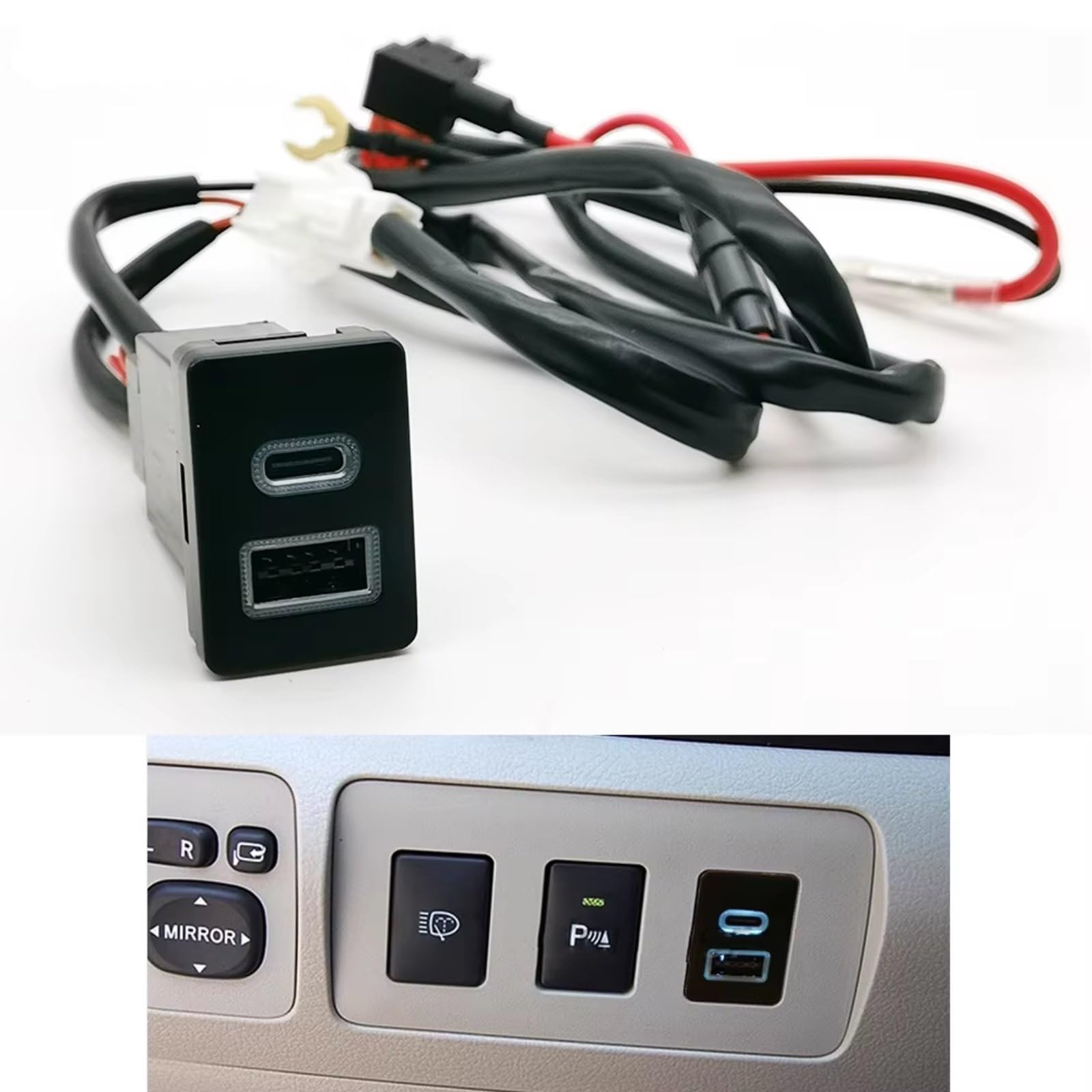 Consola Central Con Puerto USB Compatible Con Toyota Para Auris Para Coche Innova Quick Cargador QC3.0 Para Enchufe Carga Con Adaptador Tipo C Puerto USB Coche