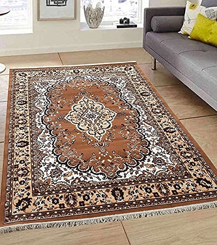 Image of Soft Washable Beautiful Acrylic Rugs for Home Decor Living Room 5x7 feet (150 x 200 CM) Gold