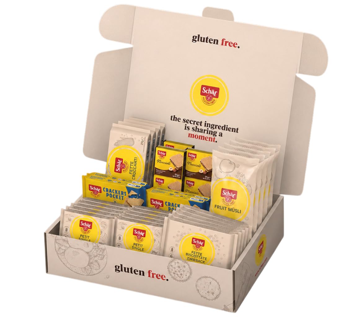 Breakfast Box Senza Glutine 1,105 kg – Box Colazione Assortita con 31 Monoporzioni Dolci e Salate, Ideale per Hotel, B&B, Bar, Catering, Buffet e Viaggi per schar