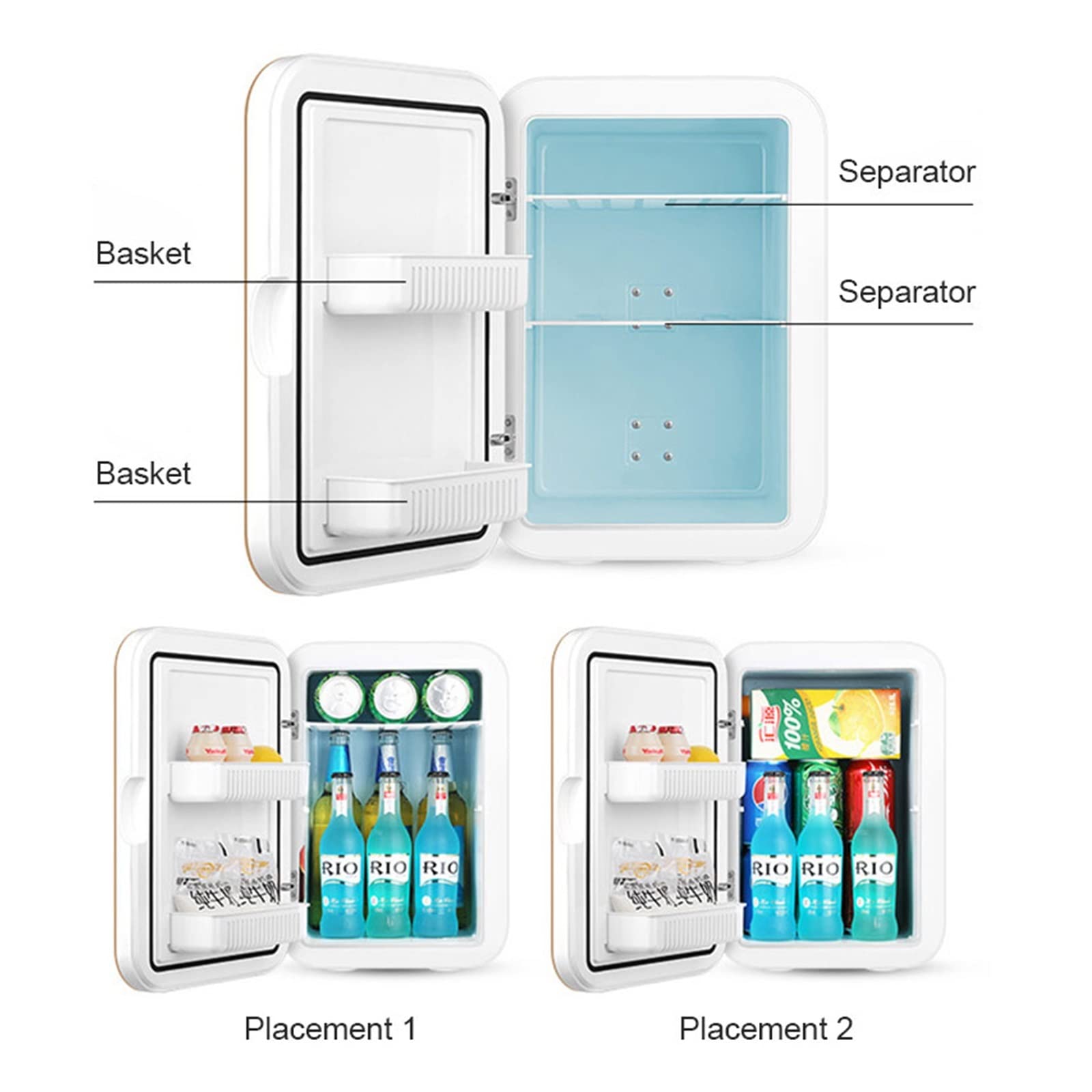 Refrigerador de automóvil 8L Mini refrigerador Refrigerador portátil Refrigerador Compacto para automóvil Camión Cocina Uso doméstico Picnic Camping Congelador silencioso para au