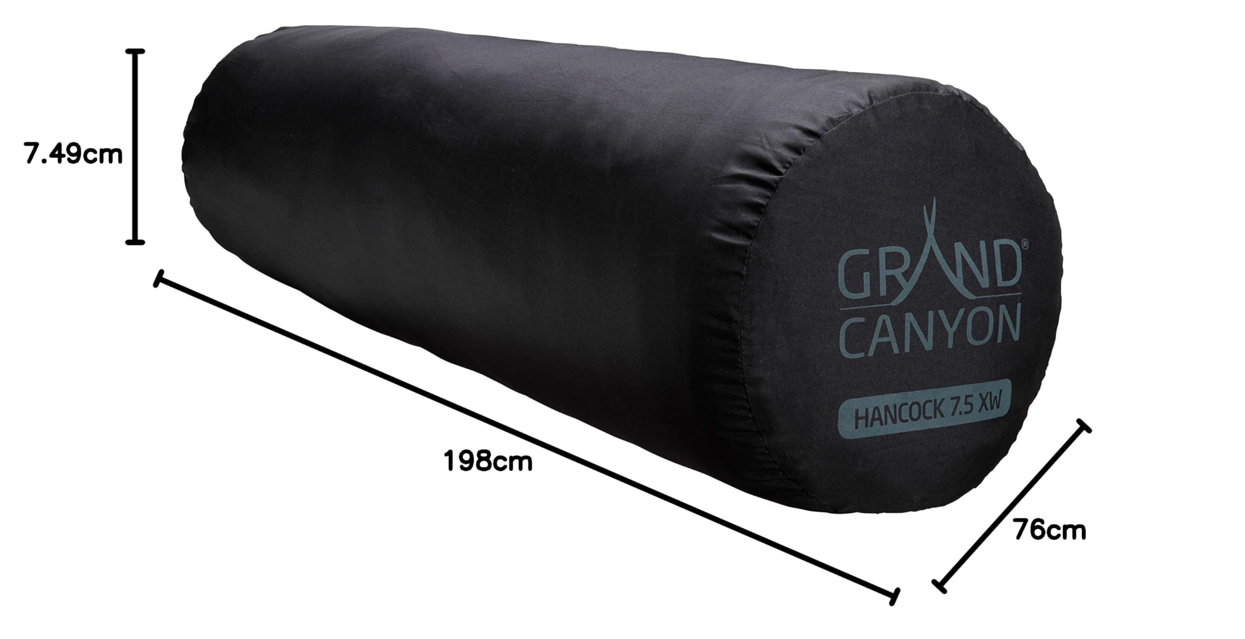 GRAND CANYON Matte Hancock 7.5 XW Selbstaufblasende Campingmatte, 198 x 76 cm, 7,5 cm Komfortschaum, R-Wert 6.5 bis -27 °C, extra breit & besonders komfortabel