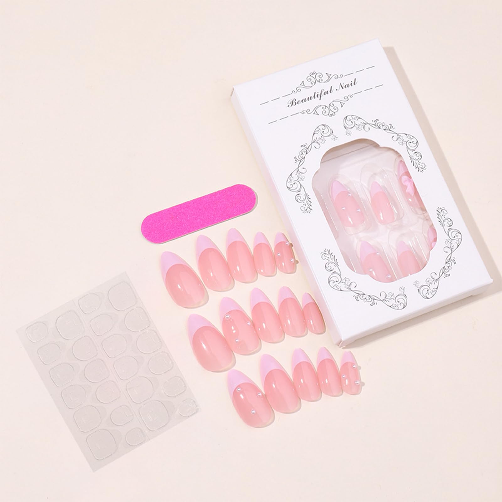 NICENEEDED 24 Pcs Almond Press on Nails, Medium French Tip False Nails - Image 4