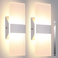 Vista 34 de TRLIFE Dimmable Wall Sconces, Modern Wall Sconces Set of 2 Hardwired Wall Mounted Lights 12W 6000K Cool White LED Wall Sconce Lighting for Bedroom