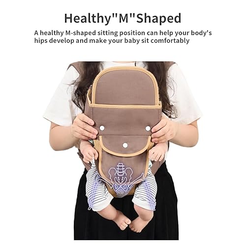 Miniatura 5 de KIYUMI Portabebés portátil para recién nacidos, niños pequeños, portabebés con eslinga, ligero y transpirable, cadera 4 en 1, color marrón
