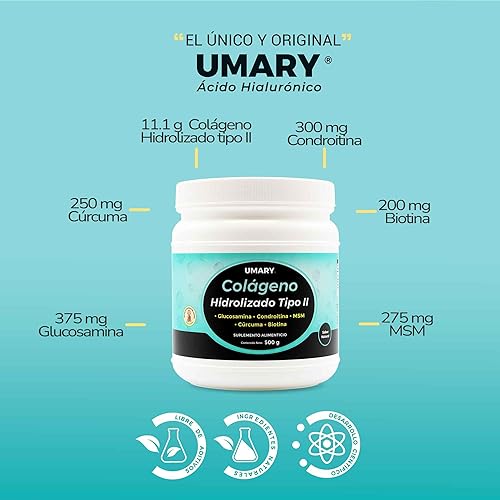 Miniatura 5 de Umary - COLÁGENO HIDROLIZADO TIPO II - Polvo para preparar Bebida con Biotina 500 mg