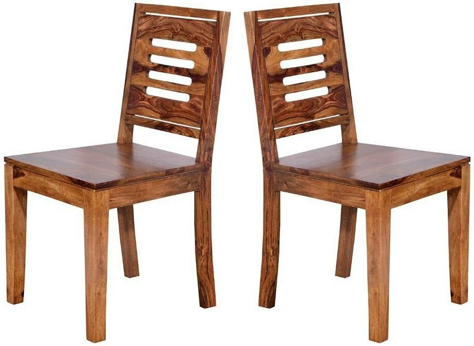 Mahima Handicraft Solid Wood Set of 2 Dining Chair |Study Chair | Multipurpose Chair - Teak Finish