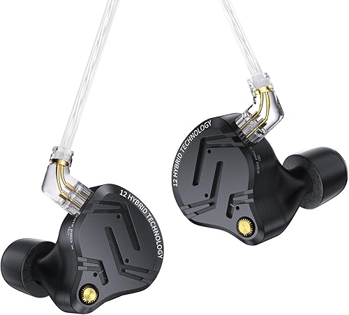 keephifi ZS12 Pro X - Monitor de oído, 1DD 5BA HiFi auriculares para juegos con cable, ZS10 Pro X versión mejorada IEM auriculares con cable