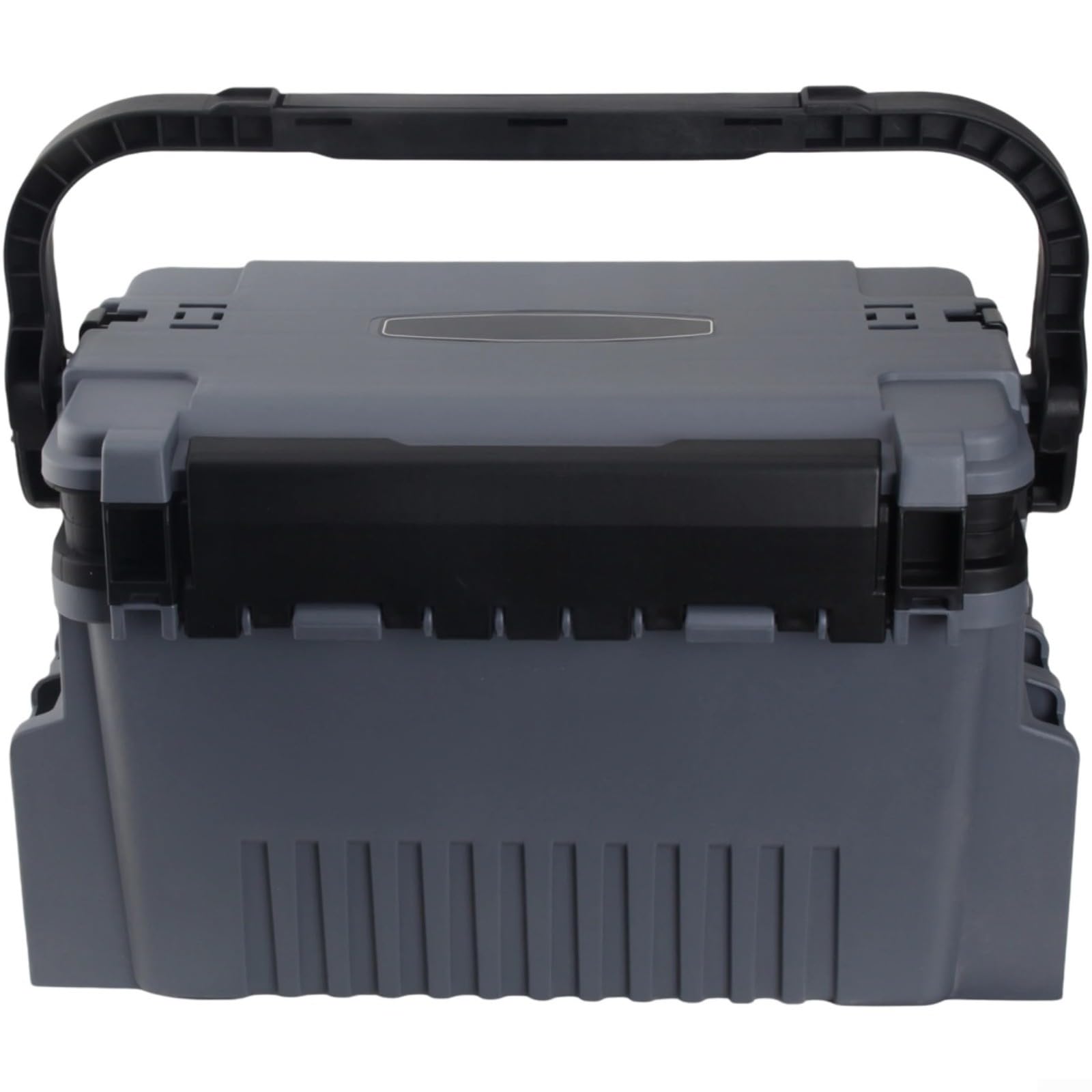 Grande scatola organizer per attrezzatura da pesca, con scomparti multistrato e divisori regolabili, portatile, in polietilene, per esche e accessori, tracolla (grande, grigio)