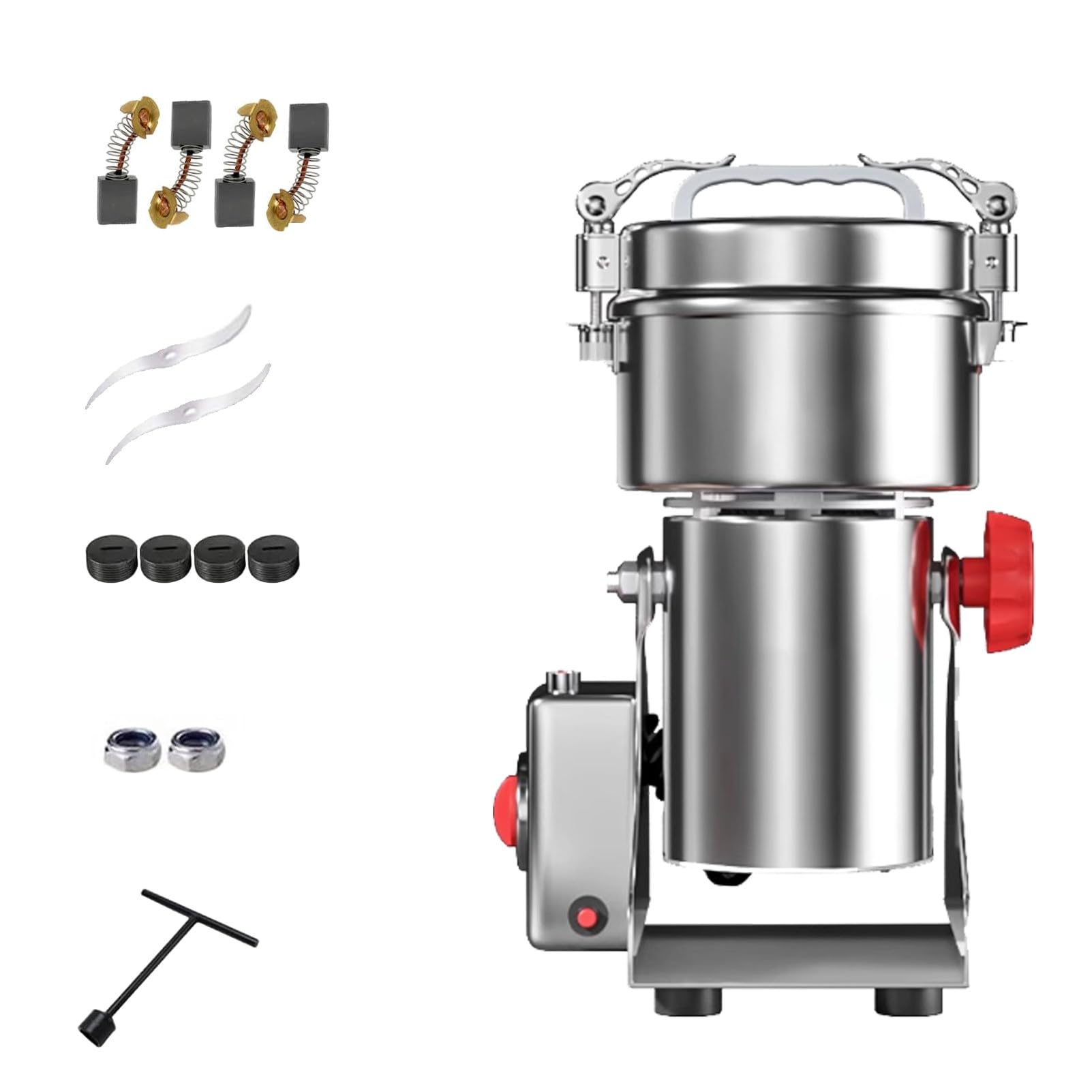 Pnpaea Spice Grinder Electric Grain Grinder Mill 2500W Stainless Steel 28000RPM High Speed Mill with Overload Protection and Timer for Kitchen Spice Herbs Nut Cereals 430-800g