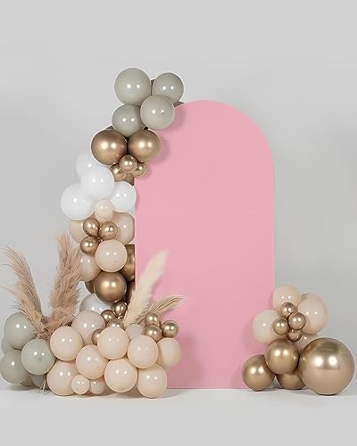 Miniatura 1 de DECORSWITH Cubierta de fondo de arco rosa, cubierta de fondo de arco de 5 pies, 6.70 oz, tela de seda de leche elástica en 4 direcciones, cubierta