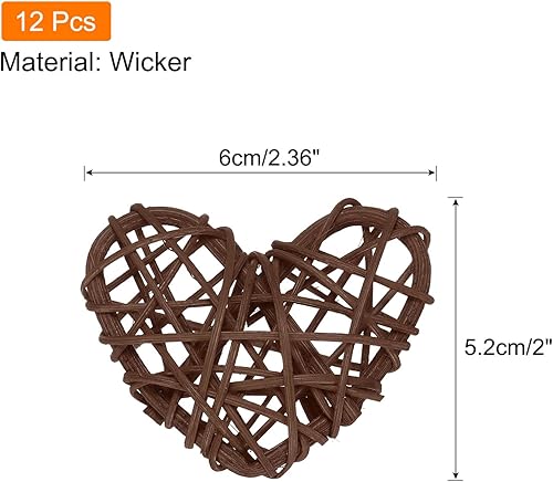 Miniatura 2 de MECCANIXITY 12 piezas de jarrón de ratán en forma de corazón de ratán natural para decoración del día de San Valentín, boda, decoración del hogar,