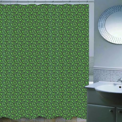 Rideau de douche textile vert trèfle en polyester lavable 180x200 cm
