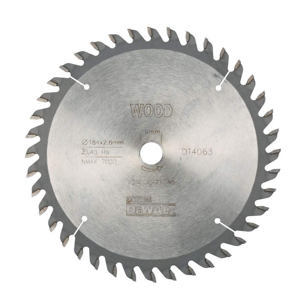 DEWALT DT4063-QZ Hoja Para Saw CIrcular Portatil 184x16mm 40D for DIYers & professionals, designed for cutting and finishing jobs, single unit