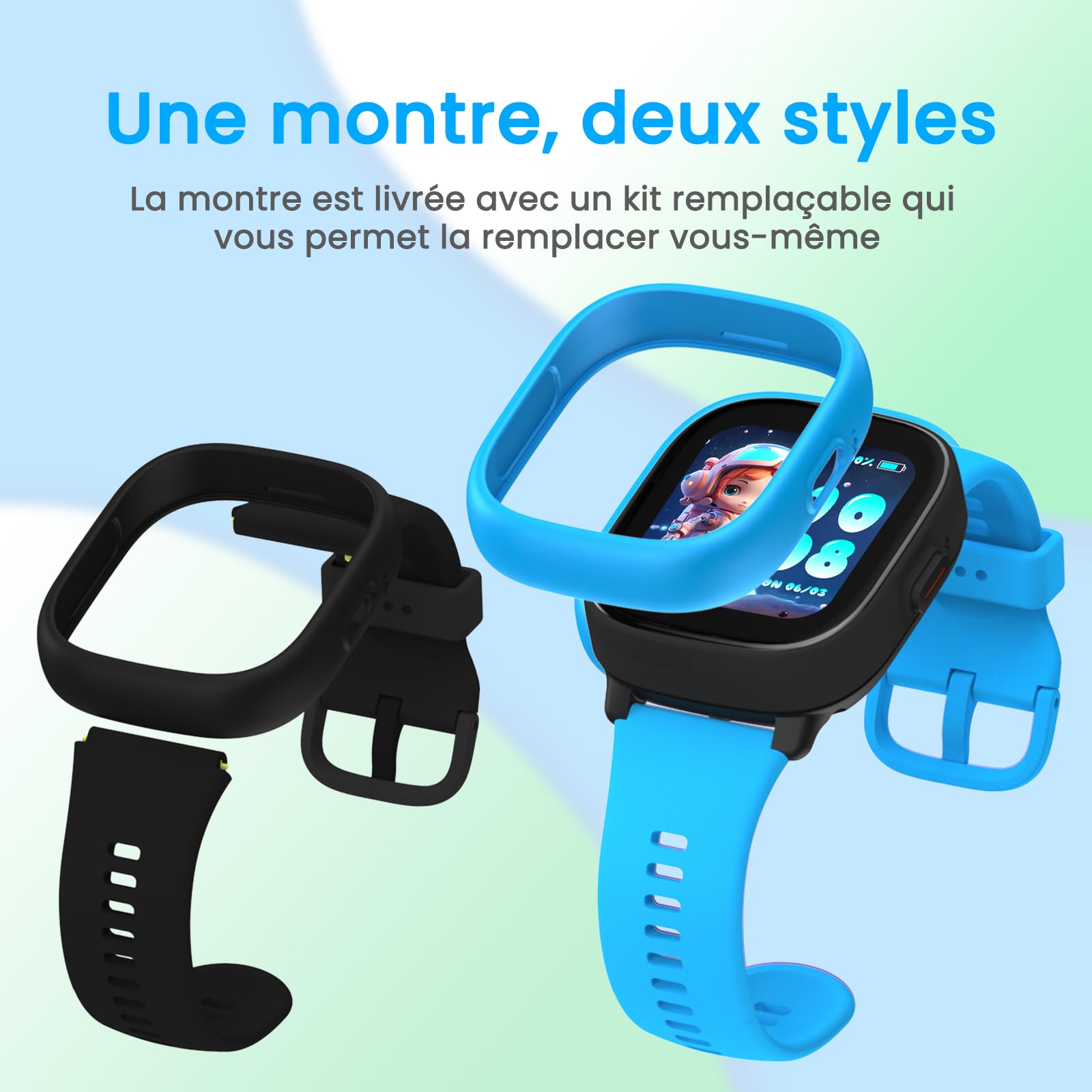K3 Smart Watch pour Enfants avec GPS et téléphone, 1.7" HD 4G smartwatch pour Enfants avec appels vidéo, WiFi, SOS, Musique, réveil, Mode Scolaire, IP68, étanche - Smart Watch pour Enfant