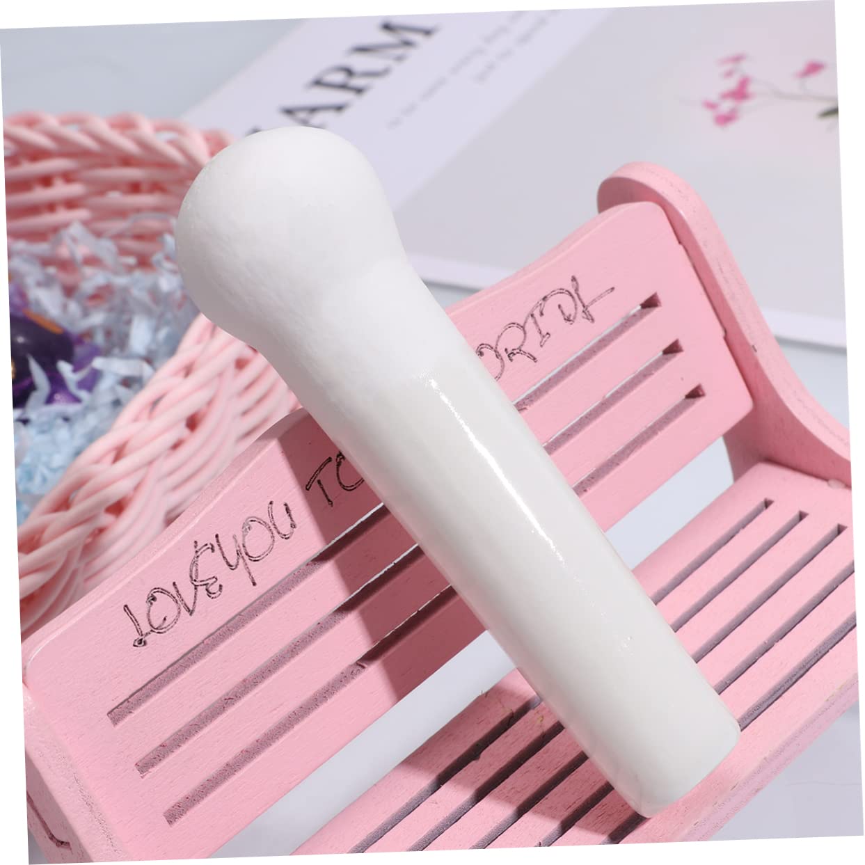 SOLUSTRE Ceramics Food Grinding Stick Manual Muddler for Garlic Herbs Food Ergonomic Design for Easy Use Kitchen for Sauces Purees Medicine Preparation