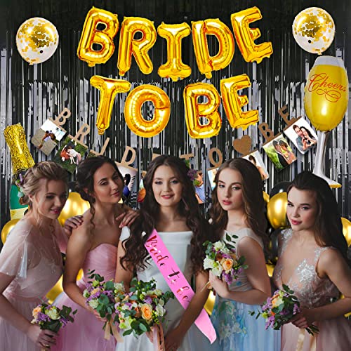 Image of Party Propz Bride To Be Decoration Kit | 29 Pcs Bridal Shower Party Supplies | Foil Balloons, Sash, Banners | Metallic Laser Aluminum, Cardstock Paper | Bachelorette Party Decorations