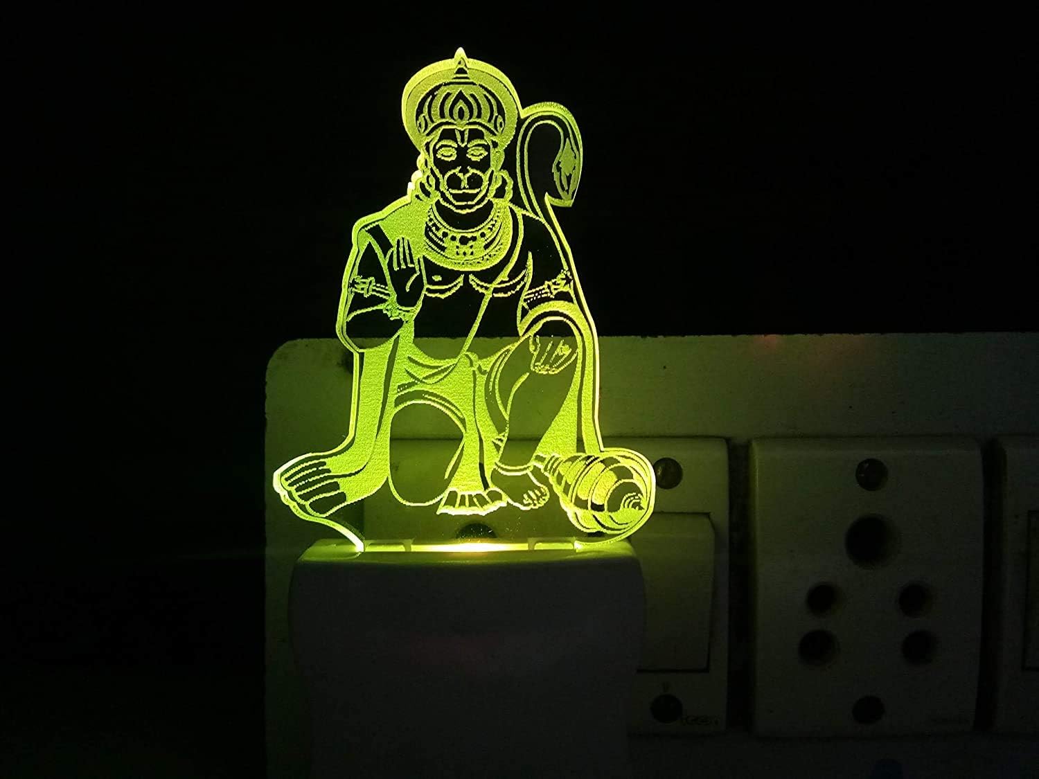 3D Illusion Hanuman Ji Night Lamp with 7 Color Changing Light for Gifts, for Bedroom, Livingroom LED Acrylic Night Lamp with Plug, Multicolour