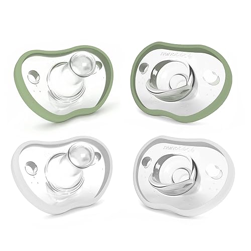 Miniatura 8 de Nanobebe Baby Pacifiers 0-3 Month - Orthodontic, Curves Comfortably with Face Contour, Award Winning for Breastfeeding Babies, 100% Silicone,