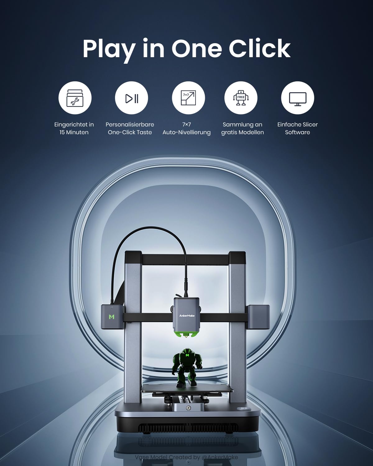 AnkerMake M5C 3D Drucker, 500 mm/s High-Speed 3D-Druck, 50 μm Präzision, All Metal Hotend, Bis zu 300℃ 3D Druck, Intuitive Steuerung über mehrere Geräte, Auto-Nivellierung, 220×220×250 mm Druckvolumen