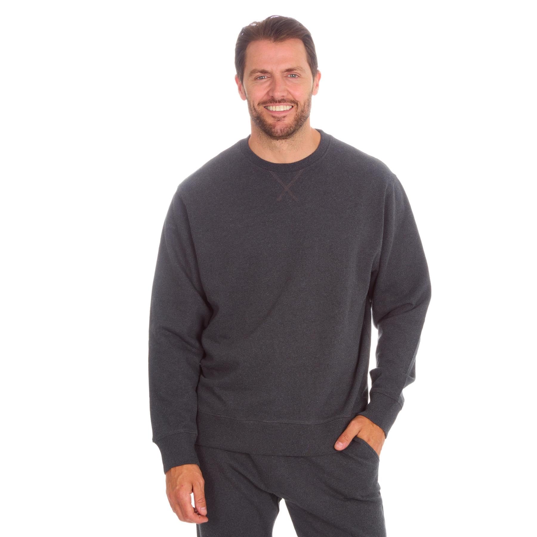 Style It UpNew Mens Brushed Fleece Sweatshirt Jumper Heavy Duty Workwear Plain Casual Warm Big and Tall Plus Sizes