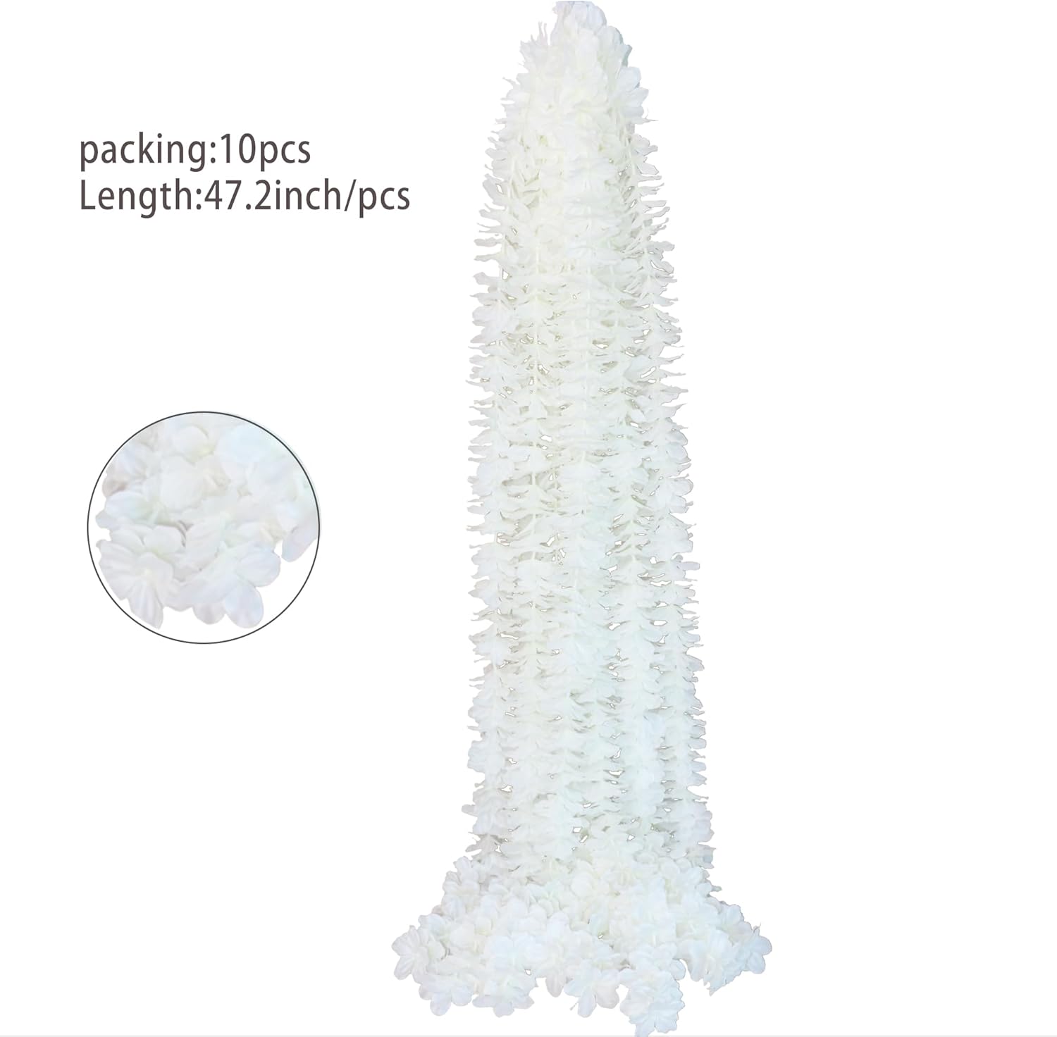 32.8Ft Artificial Silk Wisteria Vine Hanging Flowers Garland Home Outdoor Wedding Arch Garden Wall Decor,Pack of 10 (Off White)