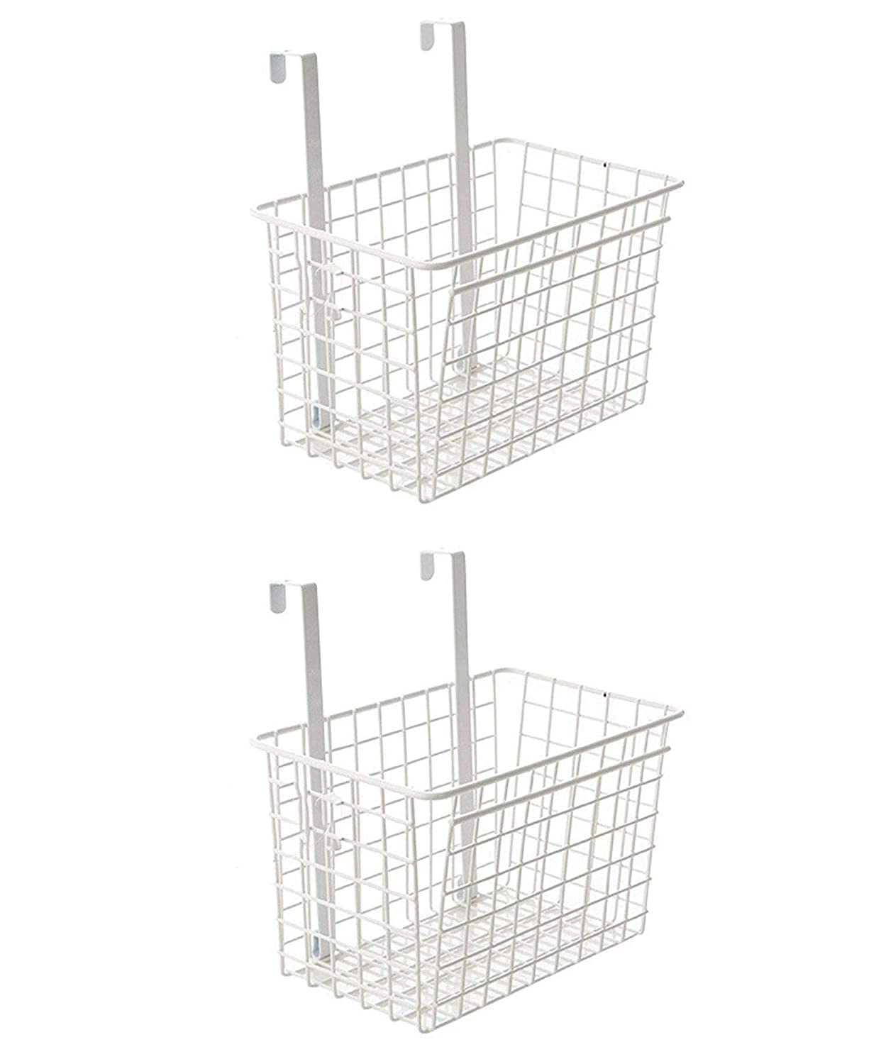 FORKLS Milk Basket For Main Door, Wire Grid Storage Basket with Hooks, Metal Hanging Basket Kitchen Storage Organiser Holder Over Door Hanging Basket for Storage for Pantry, Bathroom - White 2 Pcs (B09TY69GS4) Amazon Price History, Amazon Price Tracker