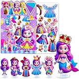 ZHOC Magnetic Dress Up Dolls for Girls, Princess Mermaid Magnet Dolls Dress Up Kits, Travel Game Car Road Trip Airplane Activity Toys Birthday for Toddler Girls Ages 3 4 5 6 7 8