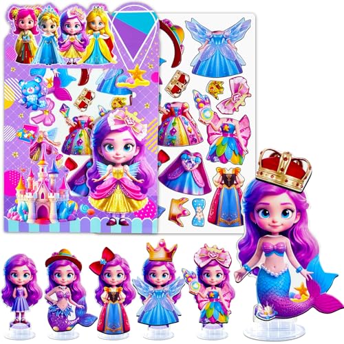 ZHOC Magnetic Dress Up Dolls for Girls, Princess Mermaid Magnet Dolls Dress Up Kits, Travel Game Car Road Trip Airplane Activity Toys Birthday for Toddler Girls Ages 3 4 5 6 7 8