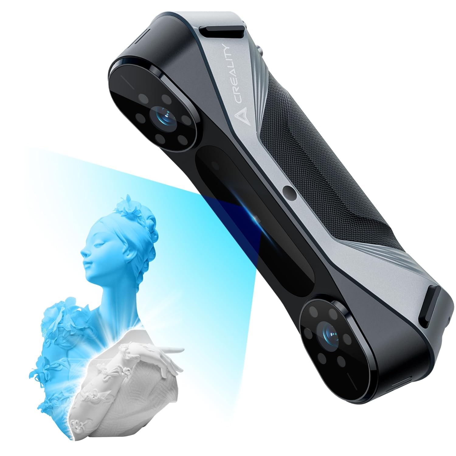 Creality Raptor Scanner 3D, scanner manuel avec précision de 0,02 mm, lumière bleue industrielle, suivi anti-tremblement, prise en charge de la vitesse de numérisation jusqu'à 60 FPS Objets 5-2000 mm