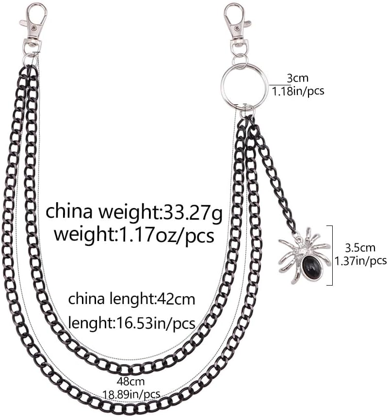 Gothic Chain Belt Pants Chains for Men Women Punk Wallet Chains Gothic Hip Hop Rock Pocket Chain Jeans Chain Belts for Women Gothic Halloween Accessories - Image 4