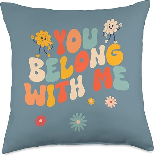 groovy love flora you belong with me Groovy Valentine-You Belong with me - Almohada (18 x 18 pulgadas), multicolor