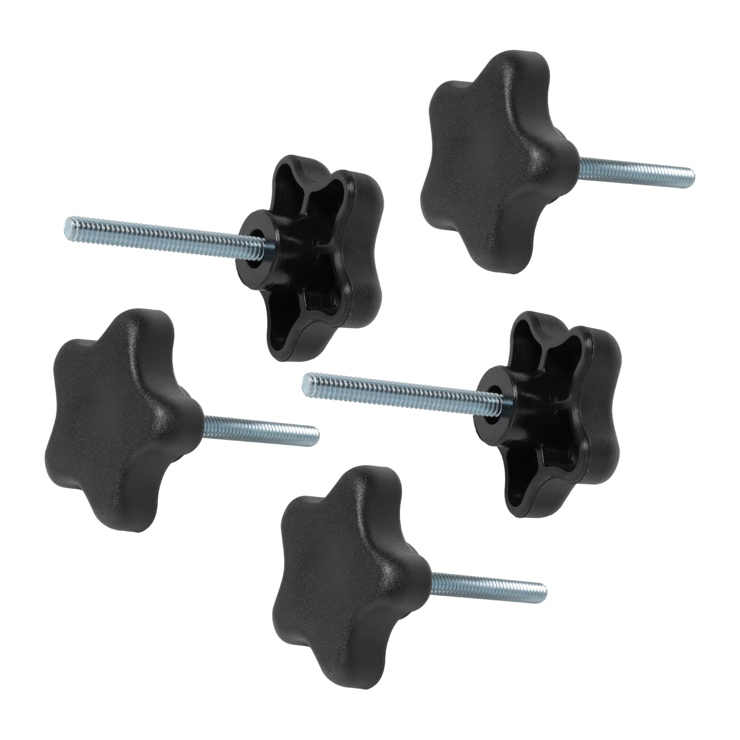 5 Manopole A Perno 5 Stelle POWERTEC Nere 1/4-20 - QNB3006 Per Mobili E Fai Da Te
