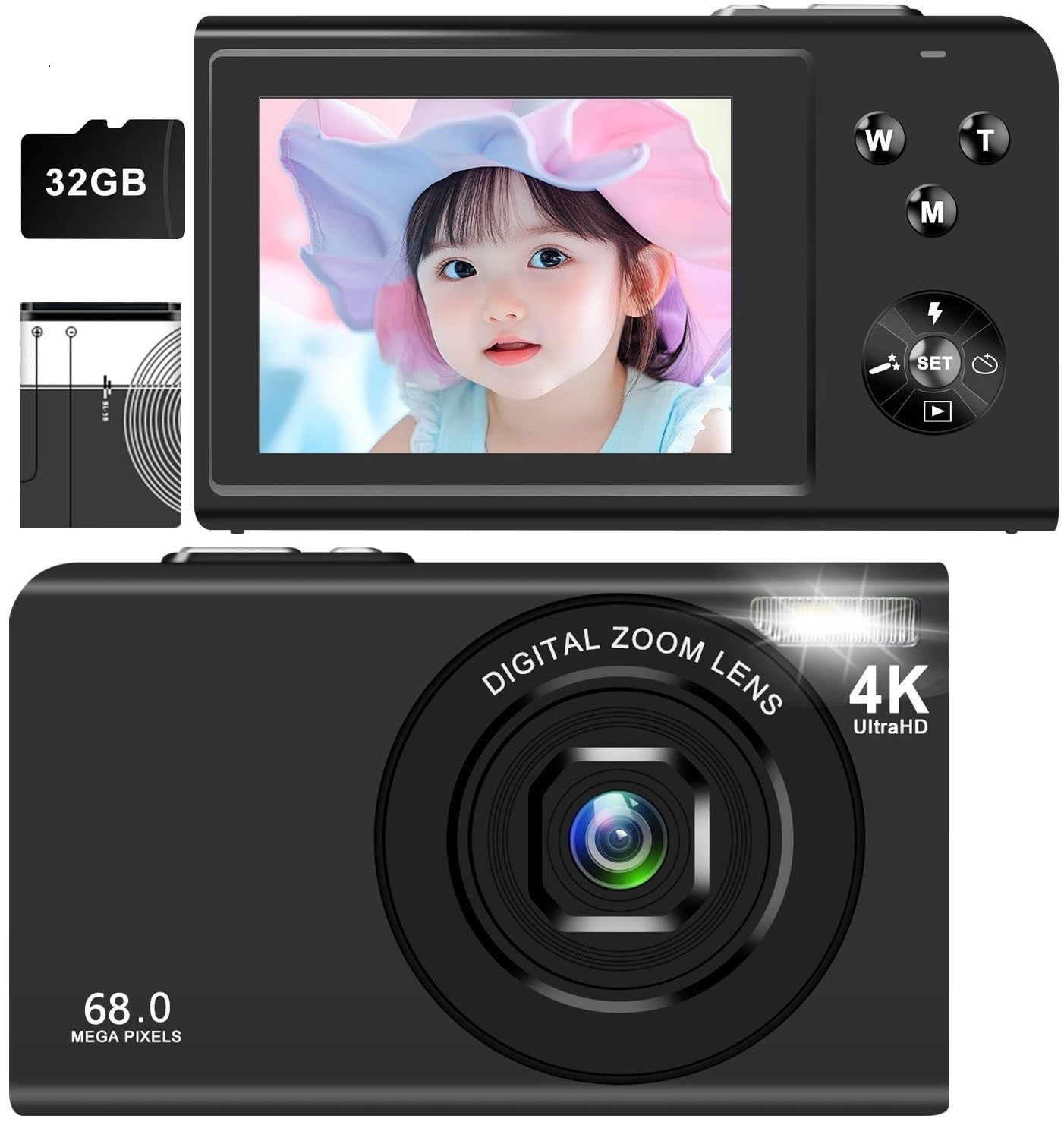 Amazon | デジカメ 4K動画 6800万画素 デジタルカメラ 30FPS 笑顔検出