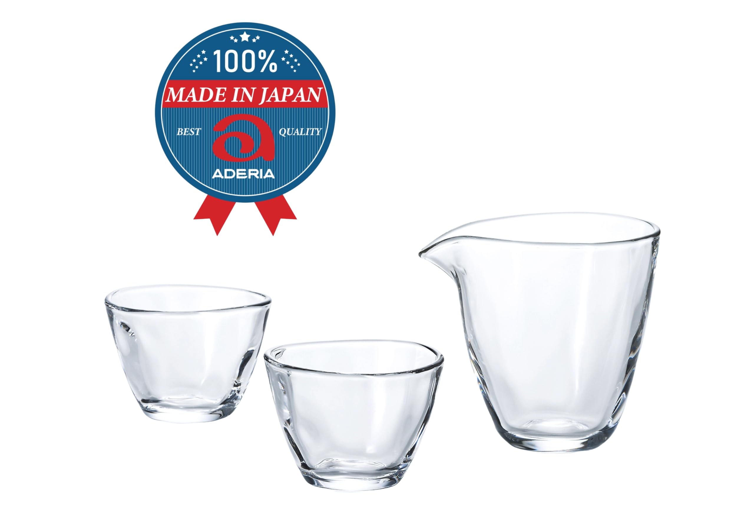Set de sake de cristal translúcido y vajilla japonesa formas de naturaleza