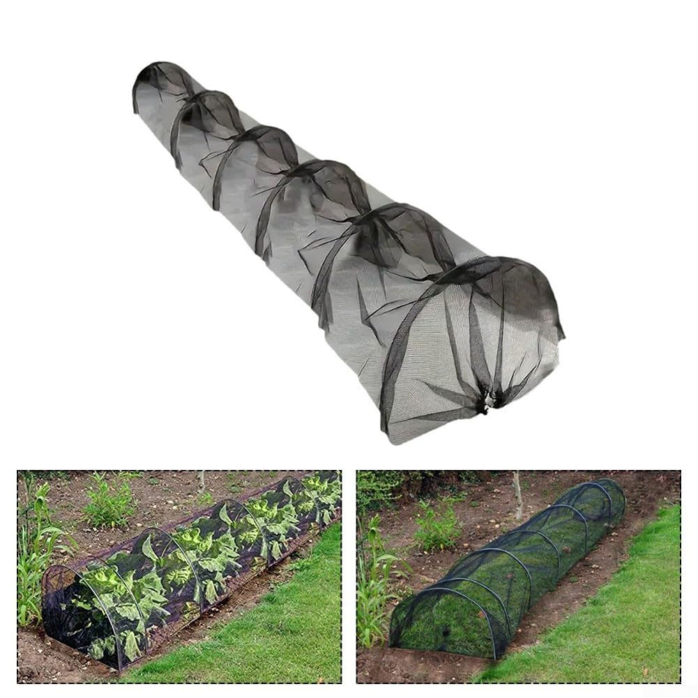 Tunnel de plantation en maille noire agricole - Couverture de serre - Protection des légumes - Protection contre le gel - Tunnel de culture avec ventilation pour jardin et potager - 300 x 45 x 45 cm