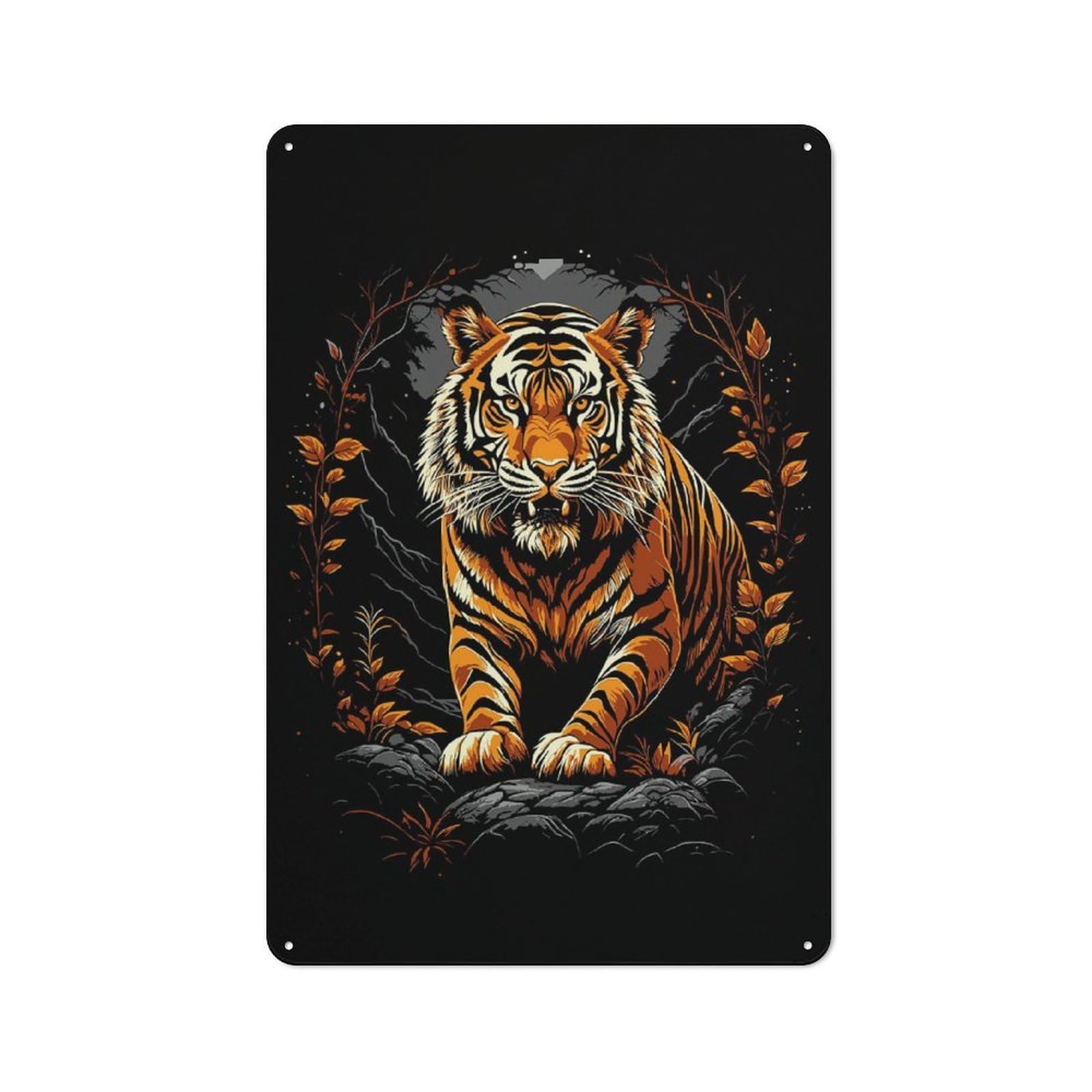 Junmoney Tiger Wild Life Pop Art 30X20cm Retro Metal Plaque With For Kitchen Or Home Bar, For Garage, Workshop And Man Cave Decoration