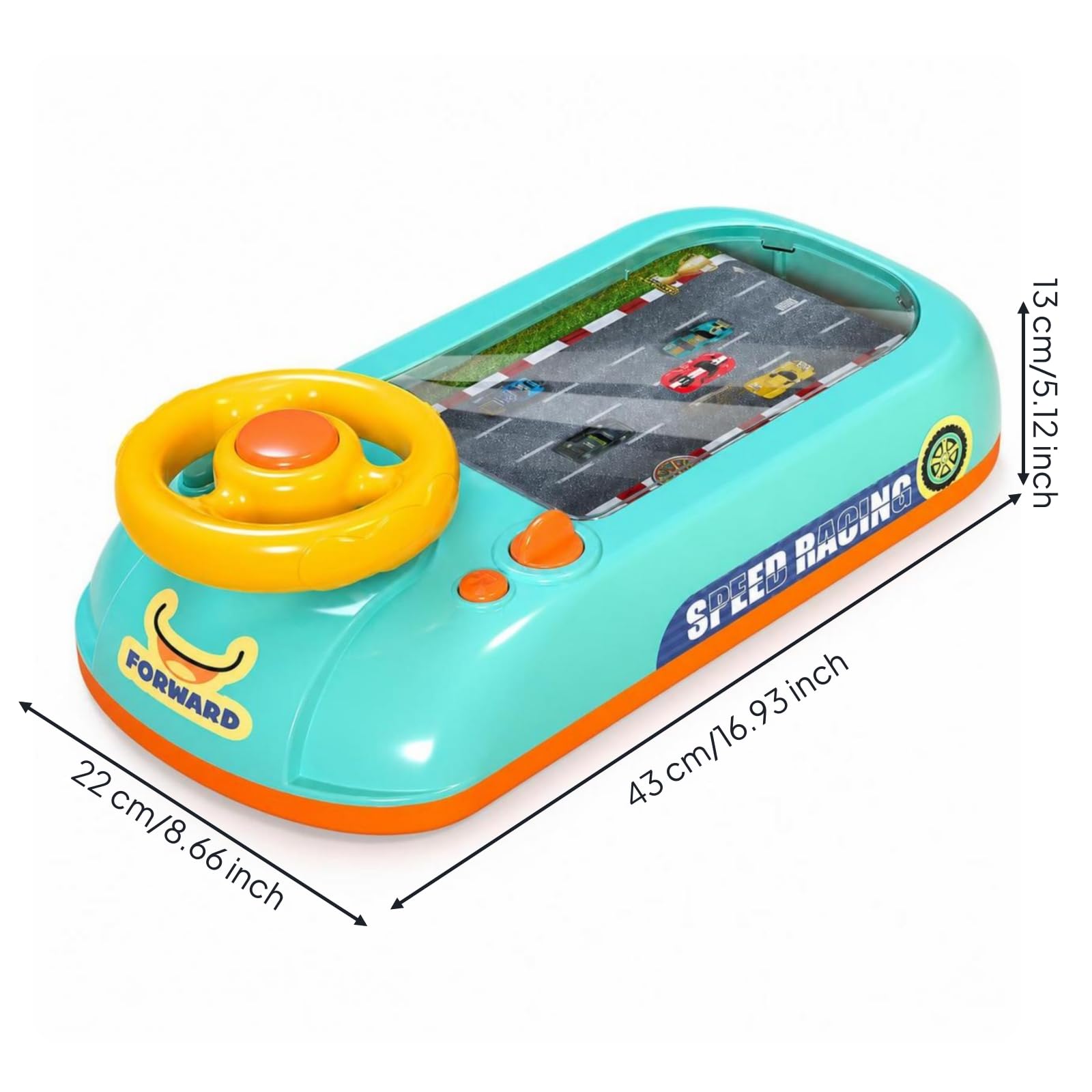 Harilla Simulatore di Guida per Bambini Gioco da Tavolo Volante Giocattolo Console Educativa Percorso Interattivo Materiale Sviluppo Motricità Fine Adatto a Cameretta Scrivania Viaggi 43x22x13cm
