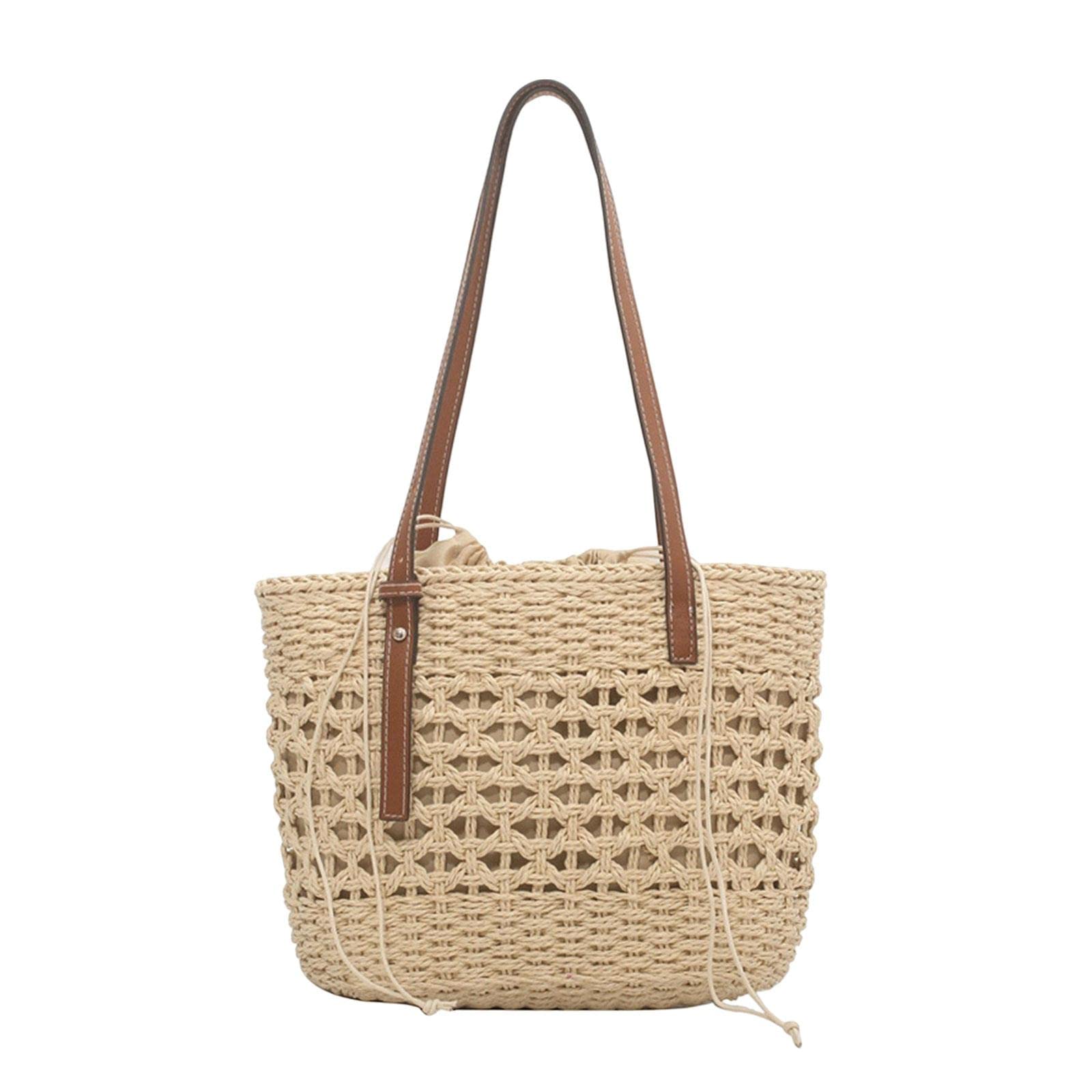 Straw Handbag Summer Tote Casual Bucket Vacation Purse Women Woven Bag Pouch-image-35