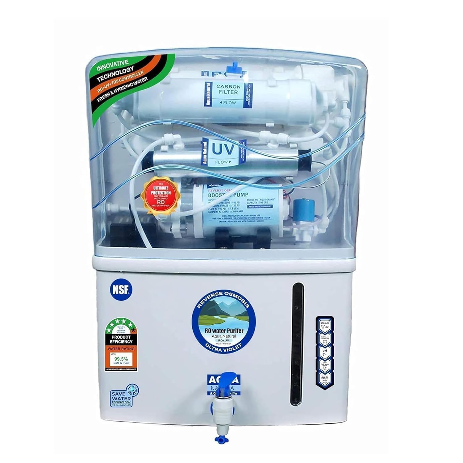Aqua RO Water Purifier RO+UV+TDS Advance Technology Electric Water Purifier With Metallic Sheet for Home-(RO+UV+UF+TDS Adjuster) for Home and Office, 12 Litre Storage, 2200 TDS(Made in India)-image-49