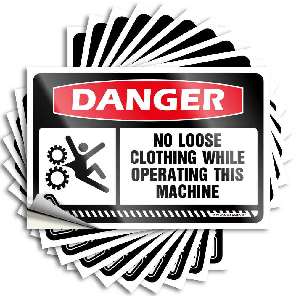 Fzfn Colour Western Quote, Funky Garage Danger No Loose Clothing While Operating This Machine | Funny Quote Humor Decals(8X12cm)