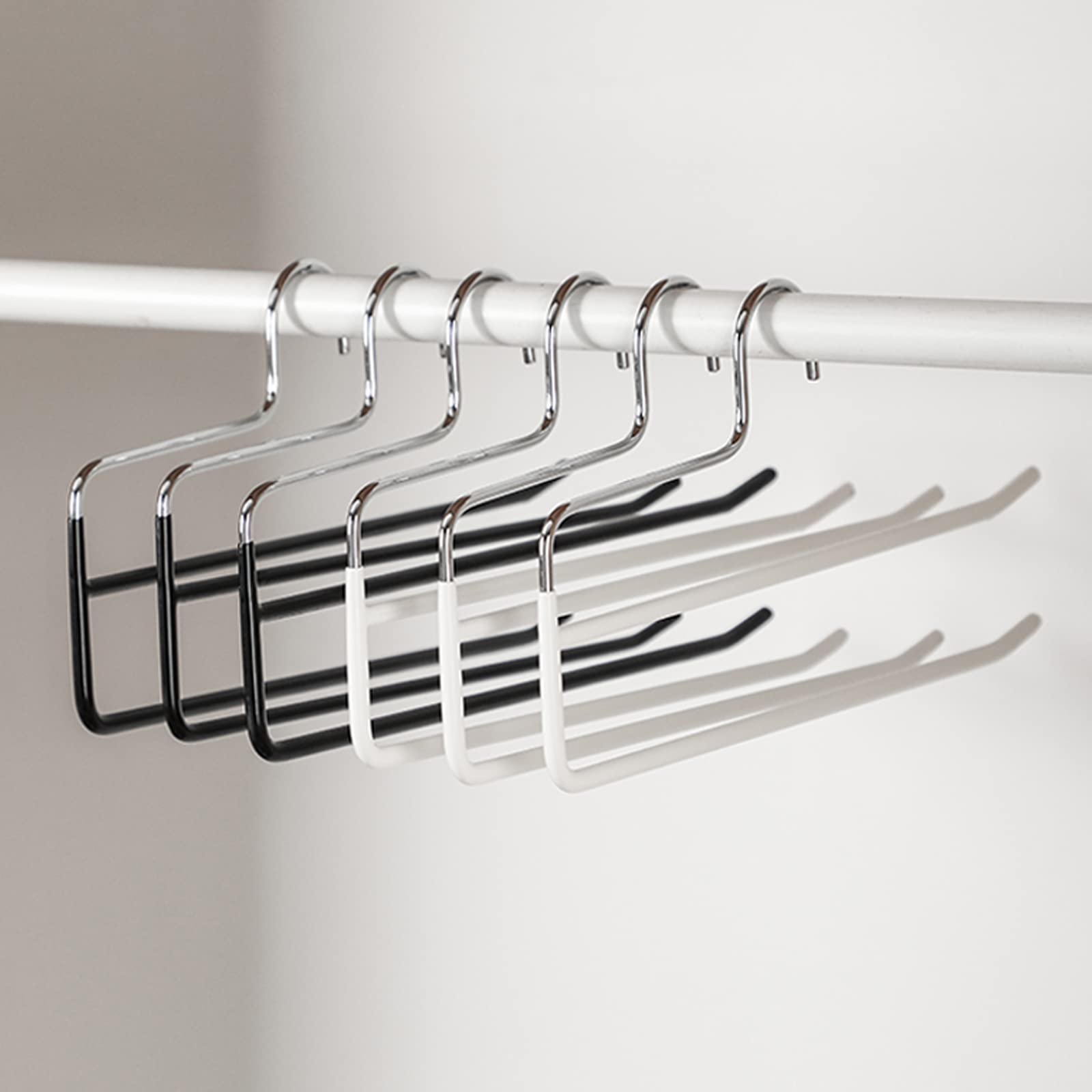 SHIMOYAMA Hosenbügel, 5er-Pack, Doppelstab-Hosenbügel für Jeans, platzsparende Slack-Kleiderbügel, Metallbügel Klemmbügel Gürtelhalter, Schwarz