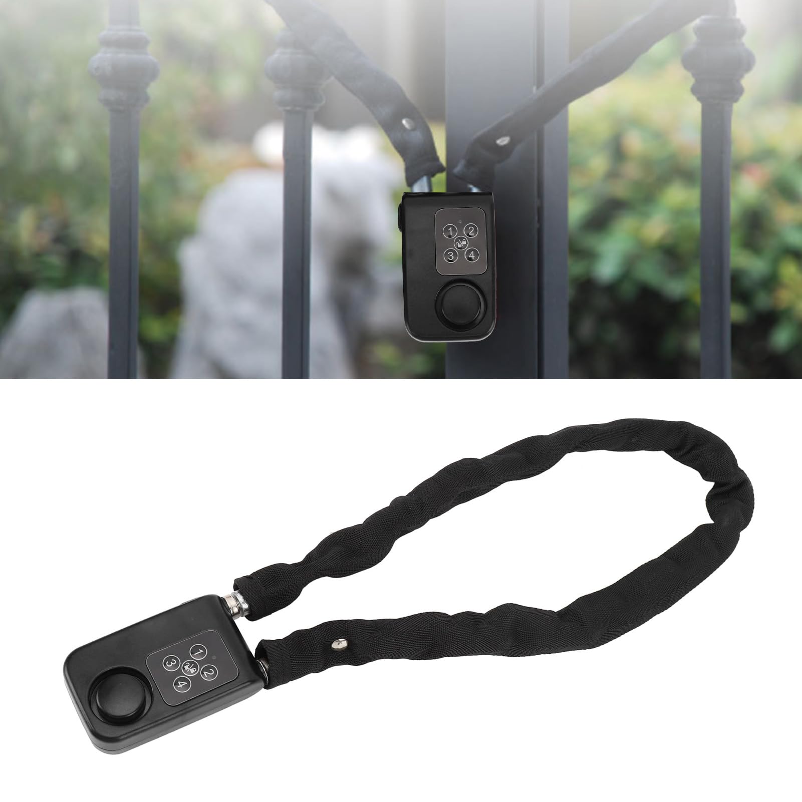 Blocco Bici Intelligente, Blocco Allarme Bici Anti -pressione a Bassa Potenza Avviso a 4 Cifre INDICATORE LED Resistente Al Furto per Moto (BLACK)