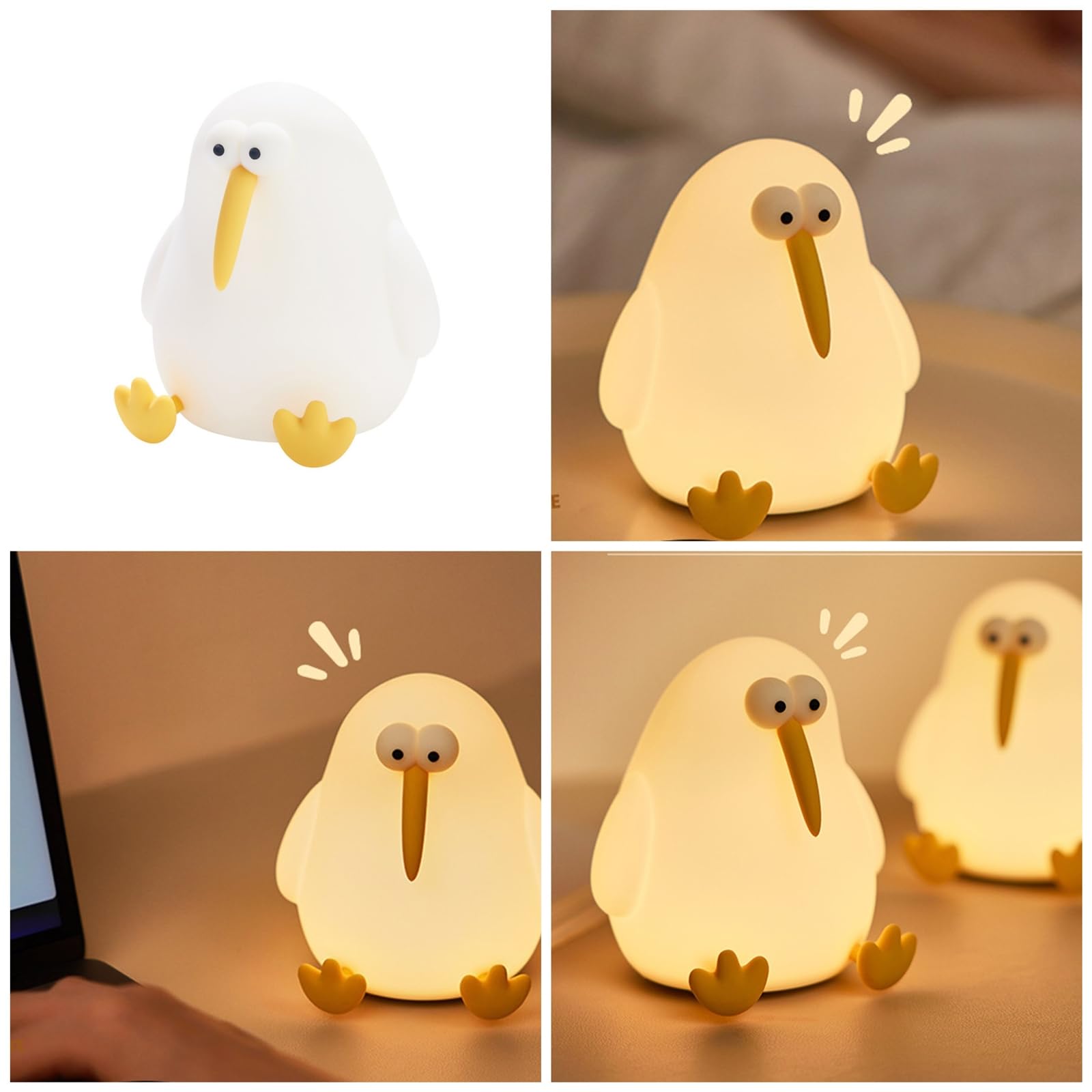 Lampada a LED in Silicone Luce Notturna Uccello Modello Touch Nursery Light Ricaricabile 3 Gear Dimmable Baby Night Lamp