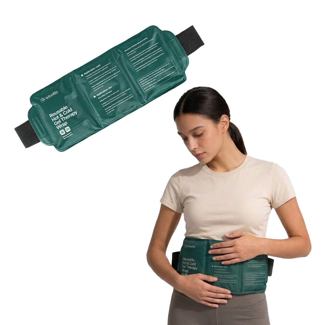 WiseLife Reusable Hot & Cold Ice Gel Pack with Adjustable Strap for Pain Relief | Flexible Therapy Pack for Shoulder, Knee, Back, Neck & Hip | Hot & Cold Compression for Injury, Swelling & Muscle Recovery (Green)-image-1