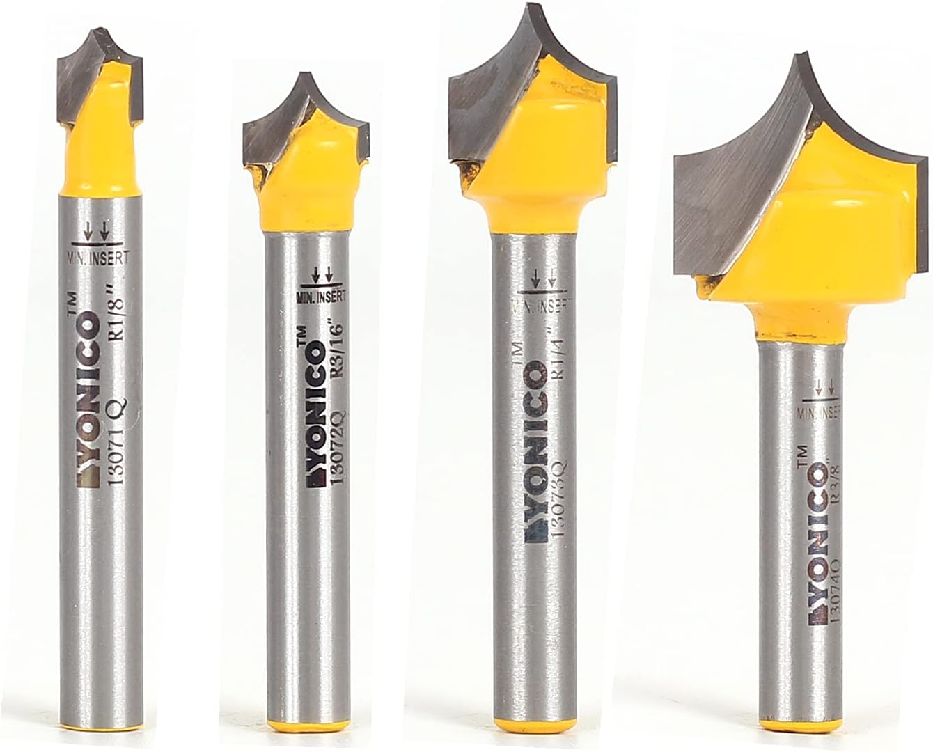 Groove Point Cutting Roundover Router Bit 4 Bit Set 1/4-Inch Shank 13470q